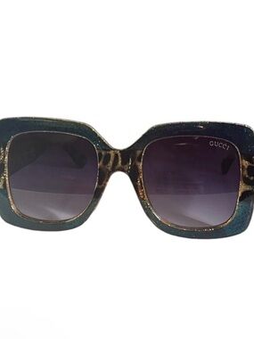 Gucci Teal Leopard Square Sunglasses